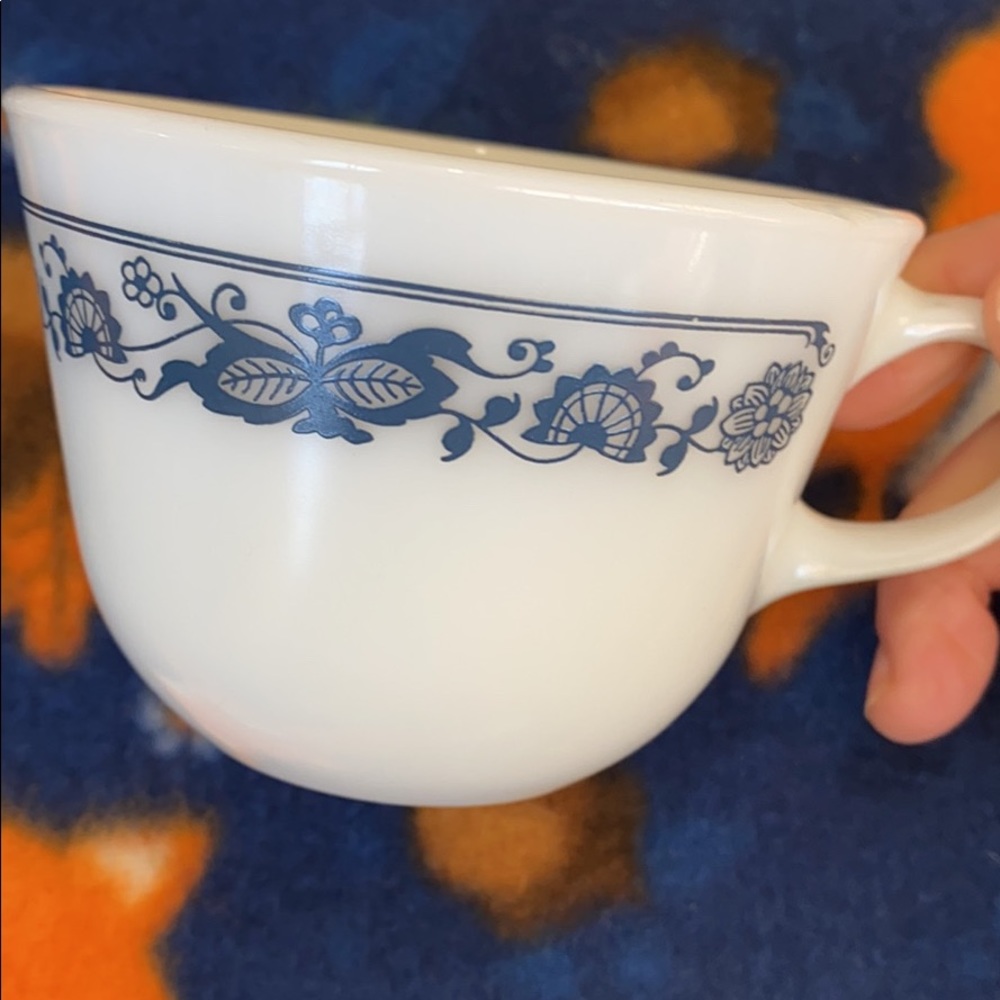 Vintage Pyrex Old Time Blue Coffee Cup